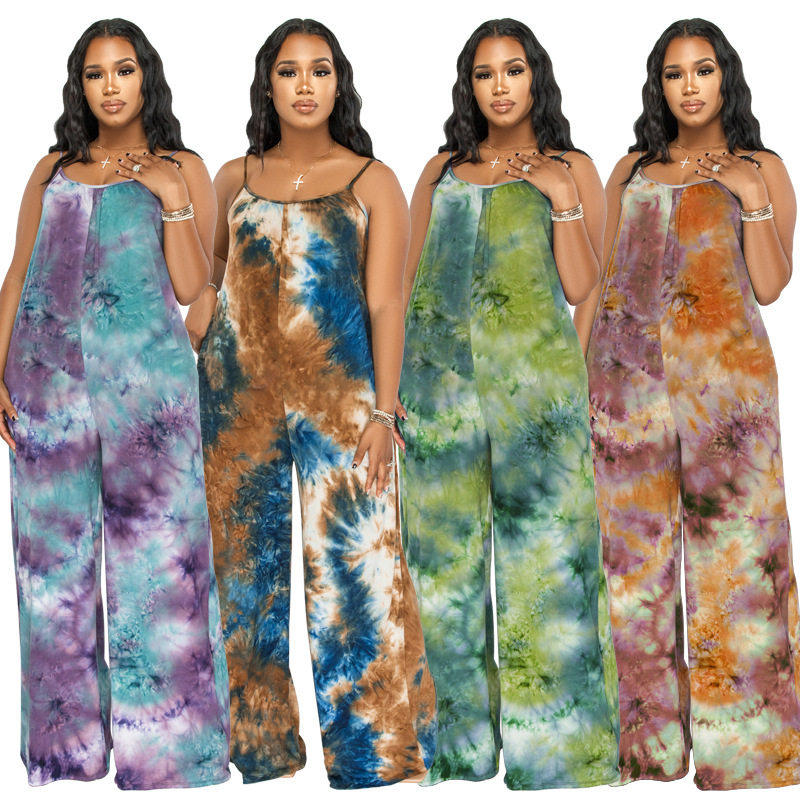 5XL Large size summer halter printed women's jumpsuit连体裤