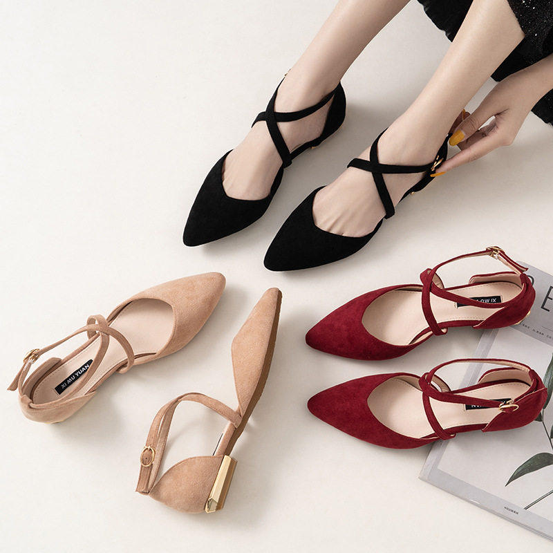 new flat cross plus size women's single shoes大码女单鞋