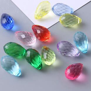 13*24mm横孔水滴古风发簪水晶散珠亚克力透明珠吊坠耳饰diy饰品