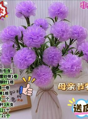 雪纱带康乃馨材料包节日礼物