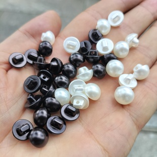 白色黑色香风珍珠扣子女衬衫扣毛衣雪纺连衣裙纽扣蘑菇毛线鞋圆形