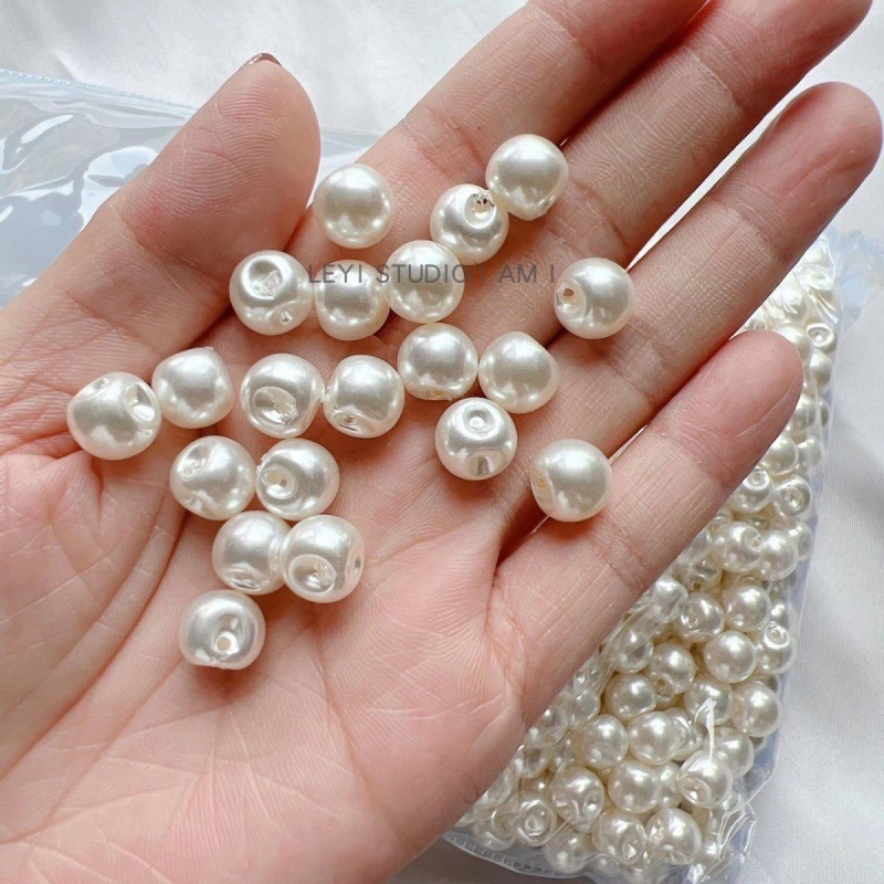 韩版高亮偏孔米白暗眼珍珠扣