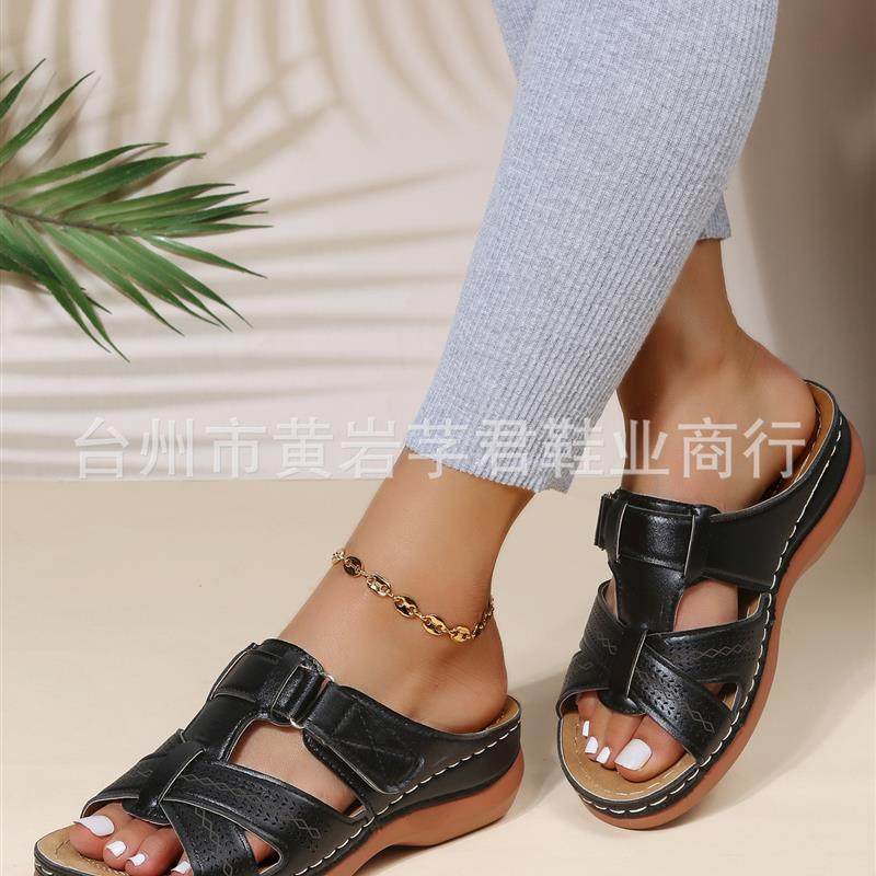 跨境外贸大码2022夏季新款欧美个性休闲中跟女式一字型厚底拖鞋女,女鞋,其他拖鞋,淘宝优惠券,粉丝福利购,淘宝优惠卷