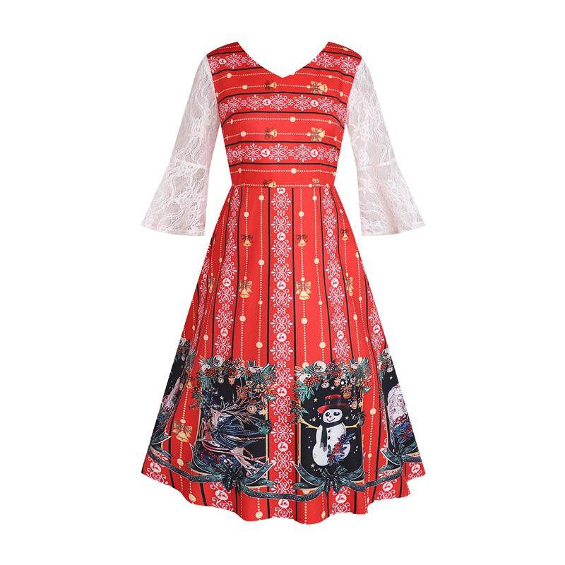 H亚马逊英伦复古裙 V领喇叭中袖条纹格纹民族印花A字裙,女装/女士精品,连衣裙,淘宝优惠券,粉丝福利购,淘宝优惠卷