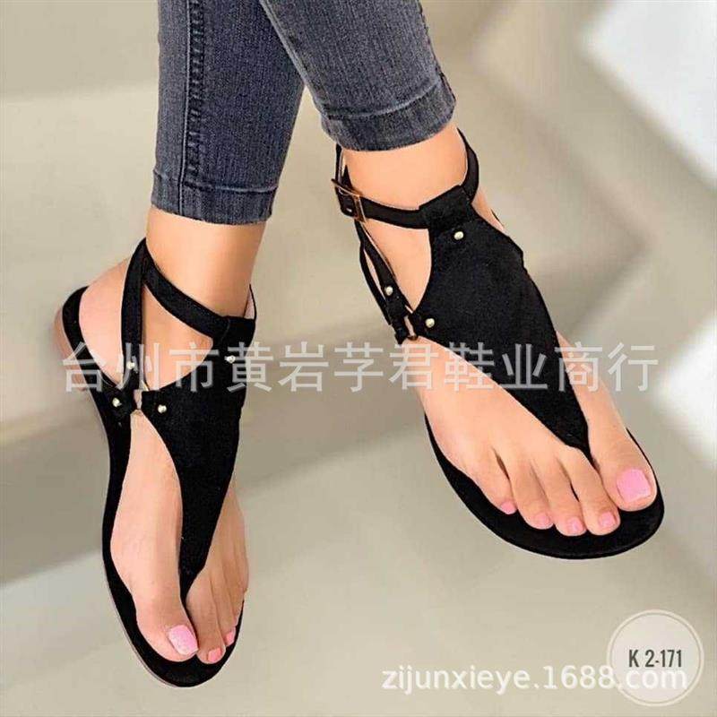 2021款亚马逊速卖通外贸大码套脚人字平底夹趾沙滩女凉鞋厂家现货,女鞋,时装凉鞋,淘宝优惠券,粉丝福利购,淘宝优惠卷