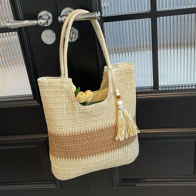 编织草编包包女新款2024单肩包女大容度假沙滩包时尚托特包