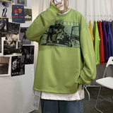 美式复古宽松oversize假两件卫衣高街潮牌情侣套头外套WY247-P55，女装短外套，四季星座1015