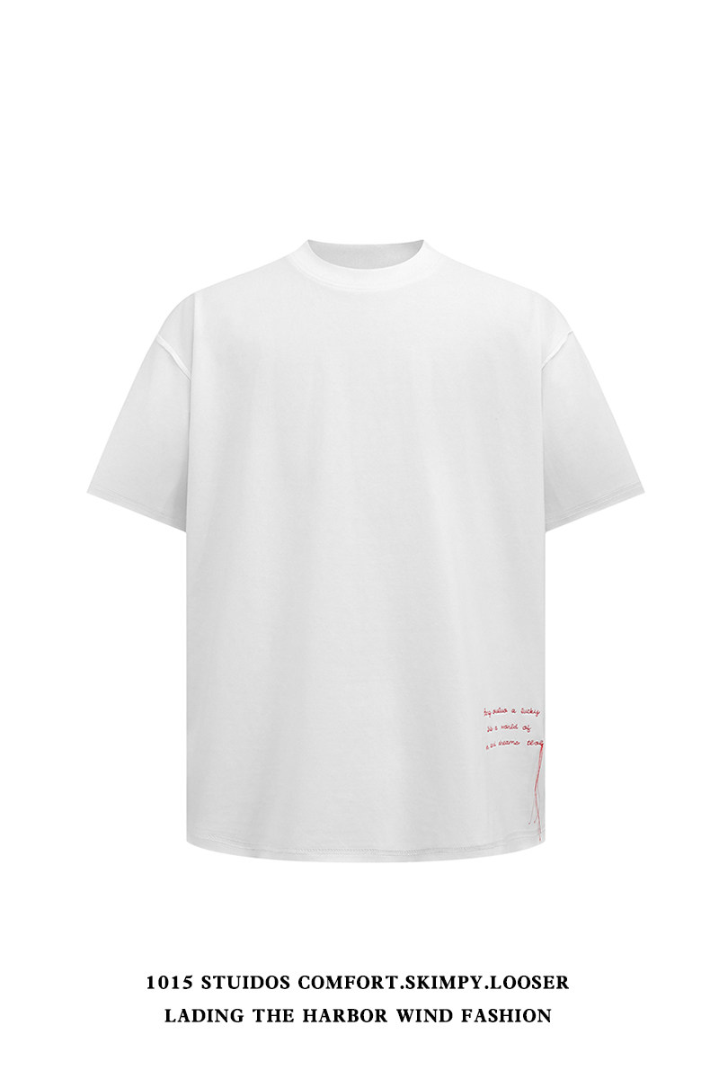 （高品质）重磅设计感字母刺绣短袖T恤高街情侣半袖1015-T489-P58,男装T恤,四季星座1015