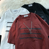 重工喷绘压印字母宽松情侣短袖t恤（双纱100％棉）T215-P49控69，男装T恤，四季星座1015