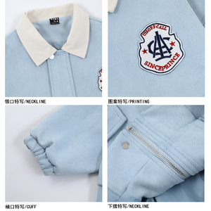 美式复古麂皮绒休闲外套潮牌cleanfit哈灵顿夹克 1015-JK123-P125图片