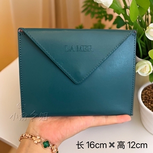 值得入 化妝包手拿包 海籃芝迷墨綠色信封翻蓋PU卡包專柜新款