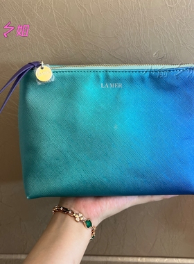 值得入！海篮芝迷蓝色渐变大容量PU包专柜新款化妆包手拿包收纳包