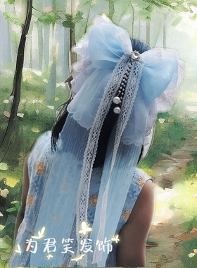 可爱头饰公主蕾丝发卡马尾夹后脑勺大蝴蝶结夹发饰Lolita发夹轻奢