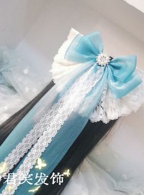 洛丽塔甜美蕾丝超大蝴蝶结发夹Lolita花嫁新娘头饰古风汉服后压仙