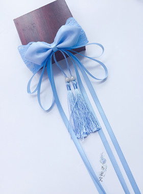 女童中国风汉服古装发饰蕾丝蝴蝶结流苏飘带儿童舞蹈表演头饰发卡