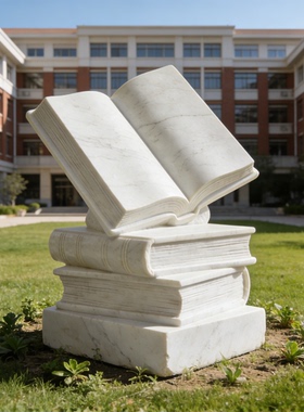 汉白玉校园书本雕塑定制加工