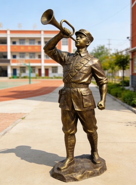 玻璃钢仿铜军人雕塑定制革命战士抗战人物铜雕户外红色景区摆件