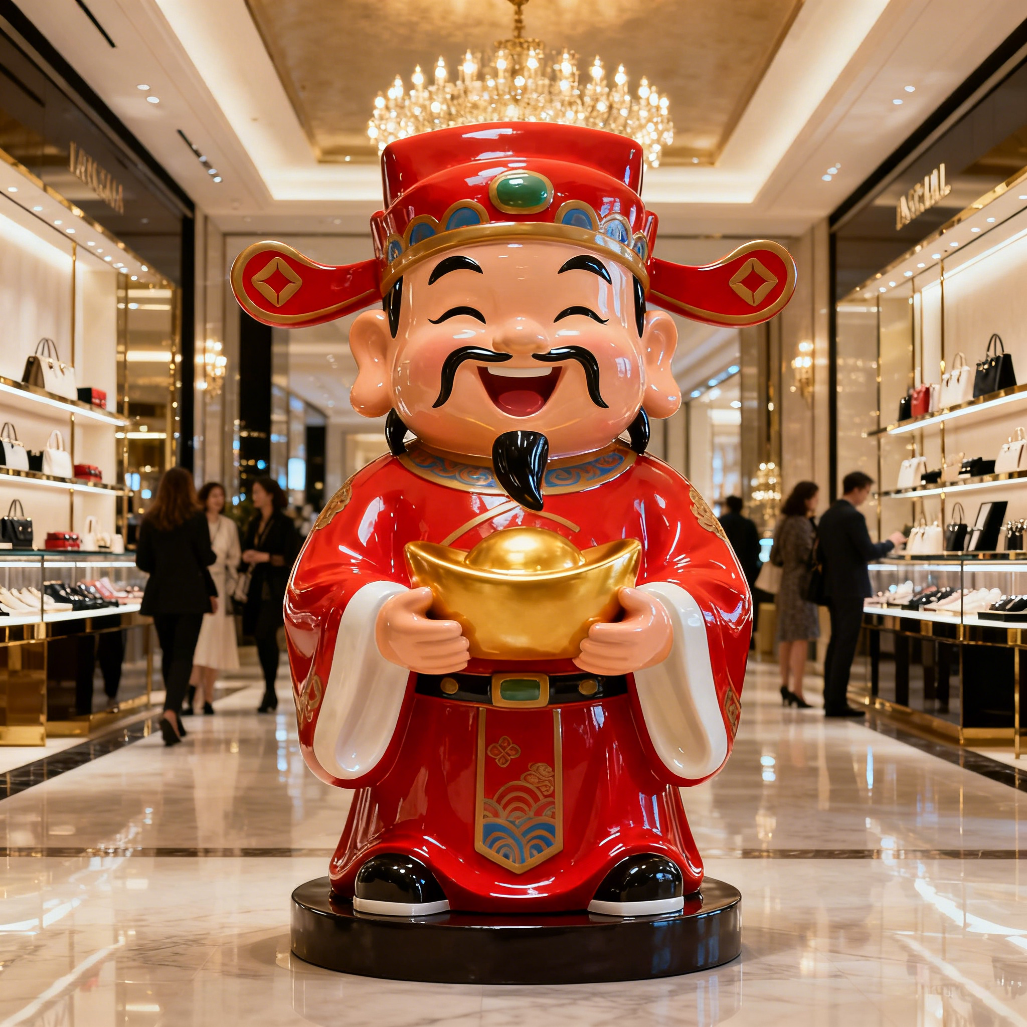 玻璃钢卡通彩绘财神爷雕塑厂家