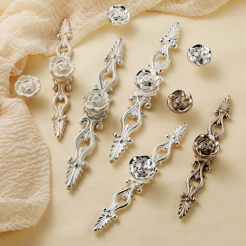 欧式象牙白衣柜门拉手现代简约橱柜鞋柜抽屉美式小单孔柜门把手