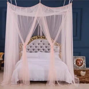 落地公主可调节宫廷通用超密双人床头简约风免安装 三开门蚊帐老式