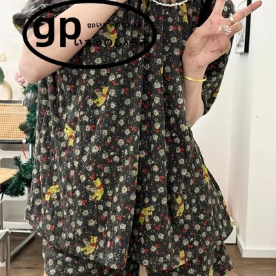 日本gp花边睡衣女卡通小熊家居服