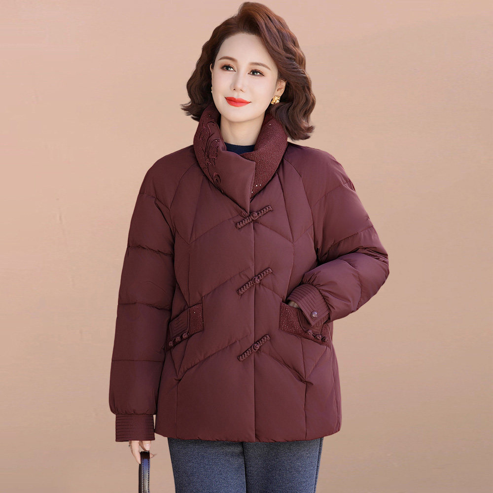 冬季中老年妈妈羽绒服短款2025年新款中国风加厚保暖奶奶冬装外套