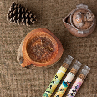 自然风化松明子线香插底座手工创意香托供佛炉老木禅意茶道熏香炉