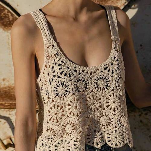 Hollow out casual top without sleeves 无袖套头镂空休闲上衣女