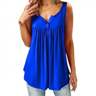 sleeveless pleated vest women 背心 Solid 女纯色抽褶无袖 color