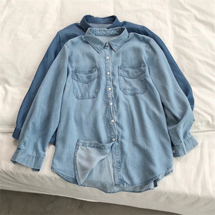 Jacket New Blouses Casual pocket休闲衬衣 Coat Femal Jeans