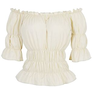 Solid color ruffled one shoulder top女士纯色荷叶边一字肩上衣