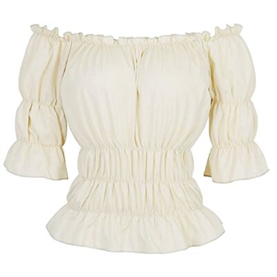 Solid color ruffled one shoulder top女士纯色荷叶边一字肩上衣