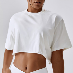 loose T恤 Casual neck shirt女式 休闲圆领宽松短款 round short