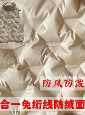 轻薄防风防水二合一羽绒服免绗线免缝羽绒服布料马甲直充绒面料