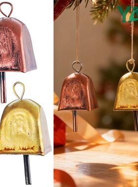 跨境热卖复古圣诞铃铛金属铁艺做旧喇叭铃庭院花环壁挂铁铃铛