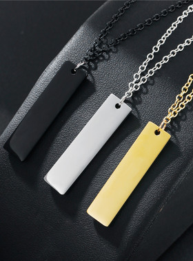 Hip hop square long pendant necklace for men跨境男士大气项链