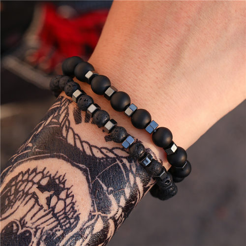 Cross-border trend elastic wristband for men跨境男生大气手链