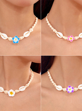 Cross-border fashion flower and shell necklace for women项链