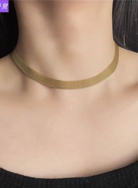 欧美简约镂空金属项链女ins钛钢