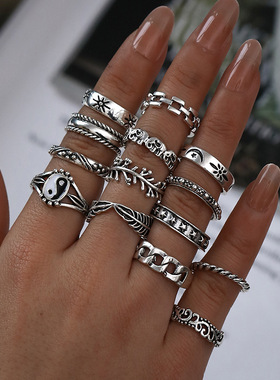 Cross-border vintage trend ring set jewelry for women戒指女