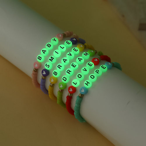 Rice bead fluorescent letter bracelet ethnic style jewelry女