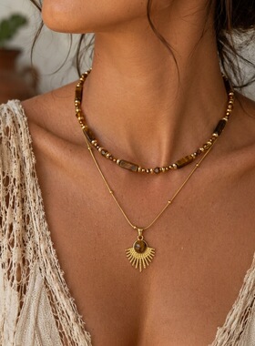Beaded necklace, sweater chain, casual accessory for women女