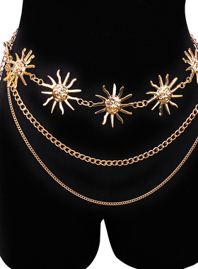 Women sunflower belt body chain dress accessories腰带身体链