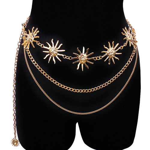 Women sunflower belt body chain dress accessories腰带身体链