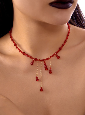 etro crystal beaded fringed collar necklace for women项链女