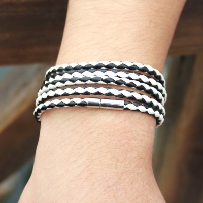 Multi-layered leather cord bracelet - cross-border accessory