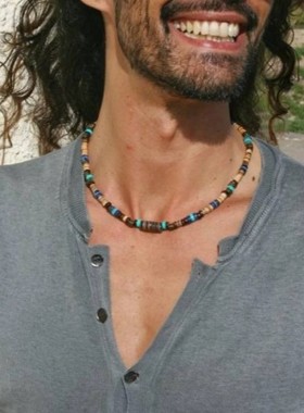 Lapis Lazuli Necklace with Male Spliced Collar Chain男生项链