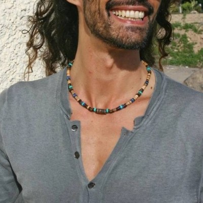 Lapis Lazuli Necklace with Male Spliced Collar Chain男生项链