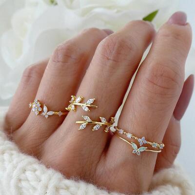 Cross-border 4-piece set of women's jewelry rings跨境女戒指