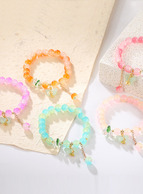 Crystal bracelet with cartoon pendant student gift少女手链